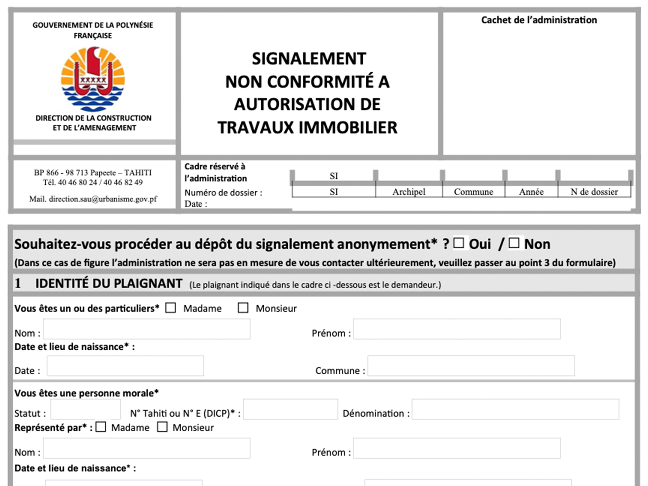  Formulaire signalement non conformité à autorisation de travaux immobilier 