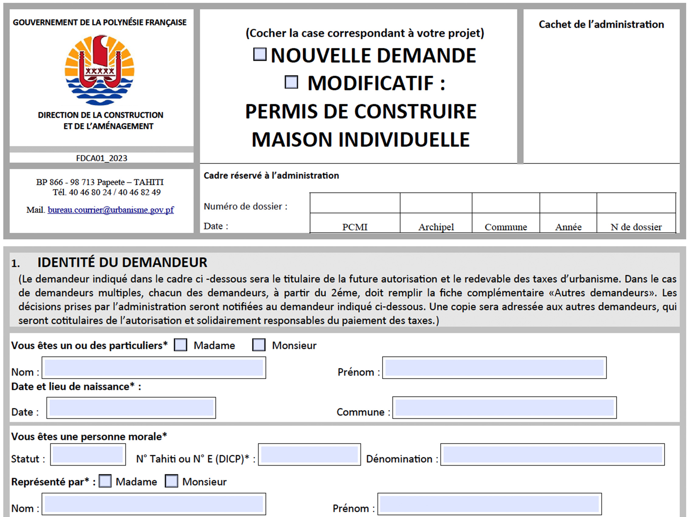 Formulaire permis de construire maison individuelle