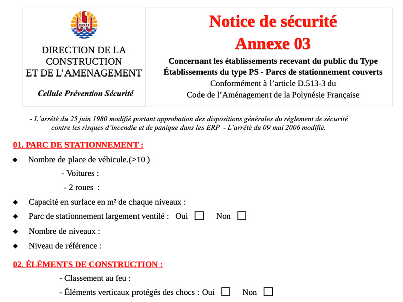 L’annexe type PS (Parking couvert)